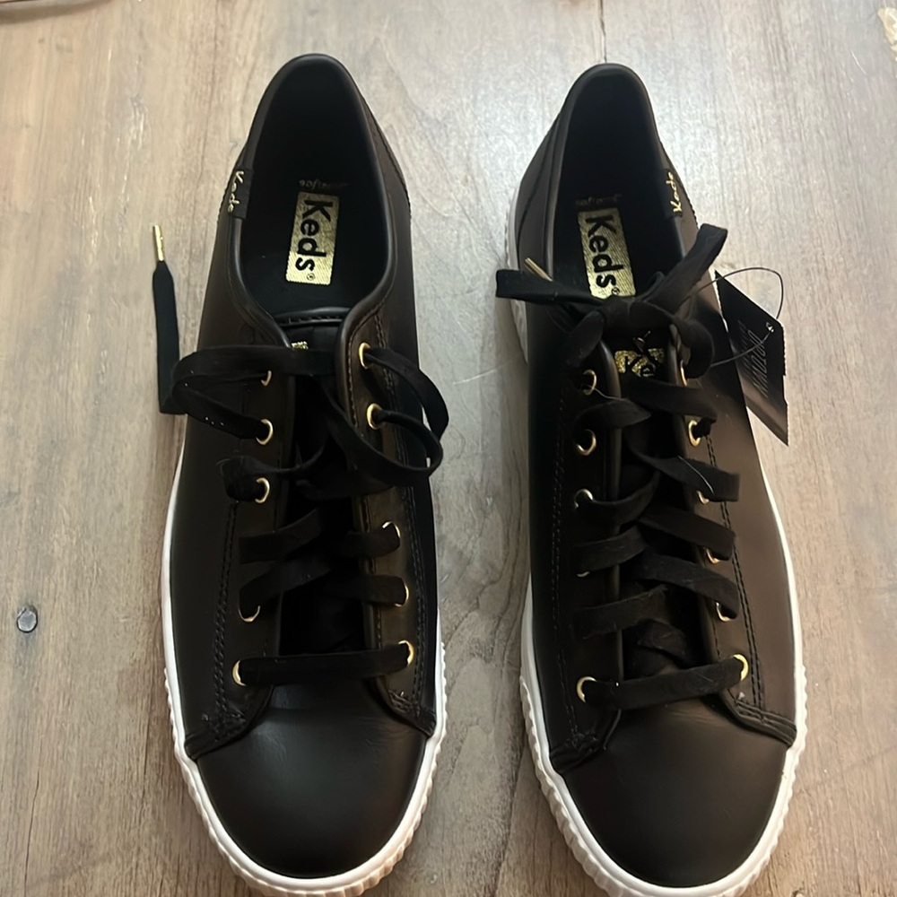 Black Leather Keds 8.5